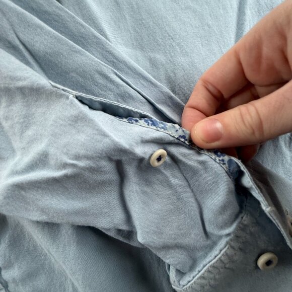 Tommy Bahama Medium Beach Tencel Cotton Hawaiian Blue Long Sleeve Button Up Men - Picture 11 of 16